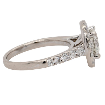 18k White Gold GIA Certified 1.27ct K VVS1 Round Brilliant Diamond Halo Engagement Ring