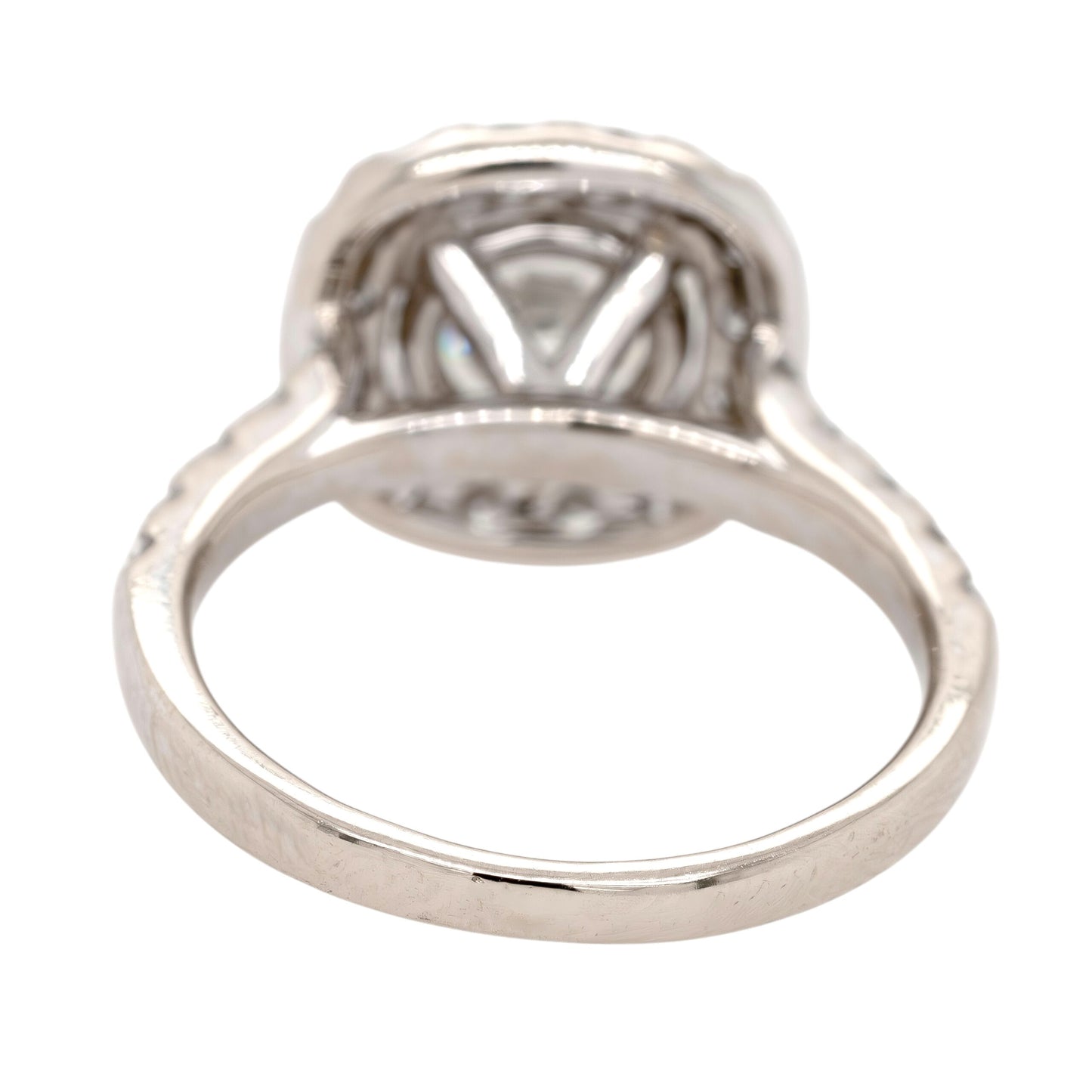 18k White Gold GIA Certified 1.27ct K VVS1 Round Brilliant Diamond Halo Engagement Ring