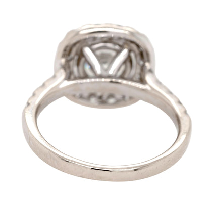 18k White Gold GIA Certified 1.27ct K VVS1 Round Brilliant Diamond Halo Engagement Ring