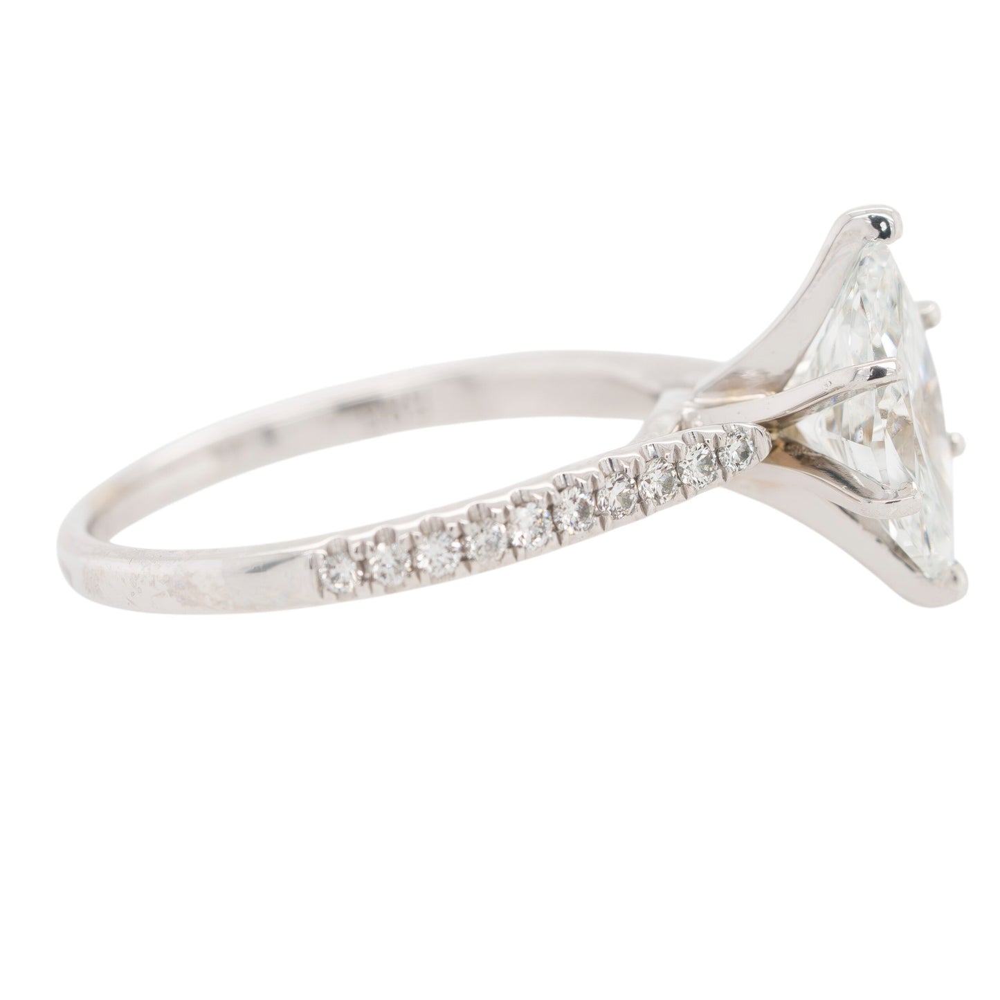 14k White Gold GIA Certified Marquise-Cut Diamond Solitaire Ring