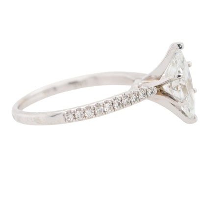 14k White Gold GIA Certified Marquise-Cut Diamond Solitaire Ring