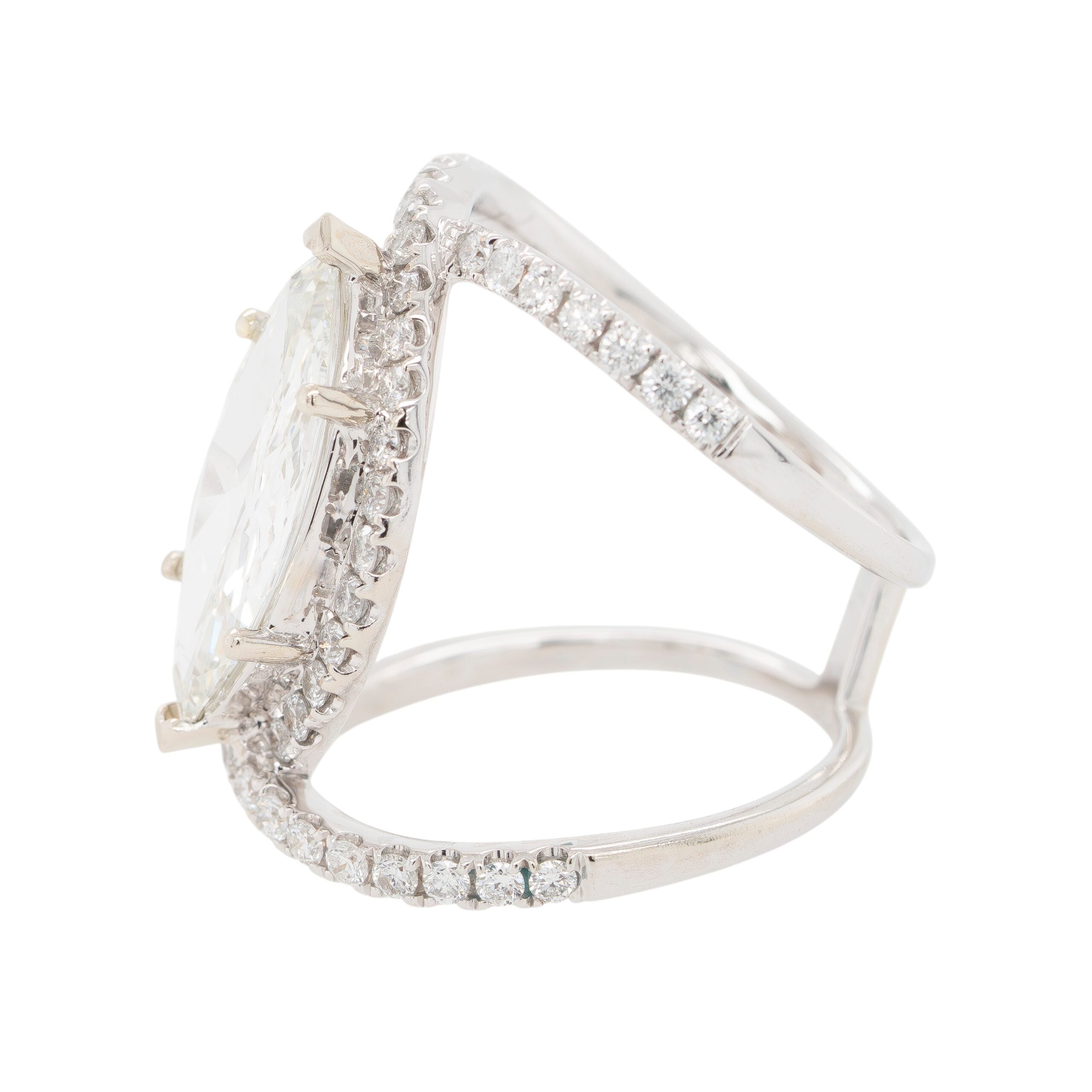 14k White Gold GIA Marquise-Cut Diamond Halo Engagement Ring