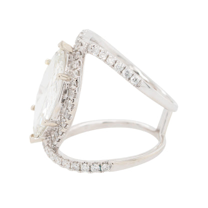 14k White Gold GIA Marquise-Cut Diamond Halo Engagement Ring