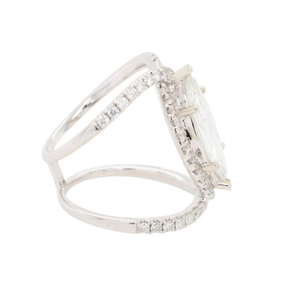 14k White Gold GIA Marquise-Cut Diamond Halo Engagement Ring