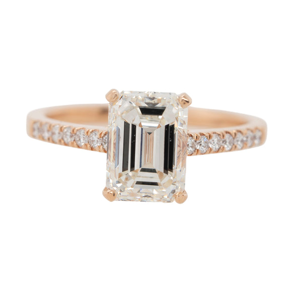 14k Rose Gold 3.01ct GIA-Certified Emerald-Cut Diamond Engagement Ring