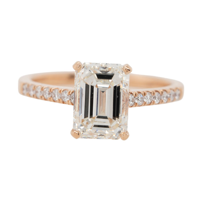 14k Rose Gold 3.01ct GIA-Certified Emerald-Cut Diamond Engagement Ring