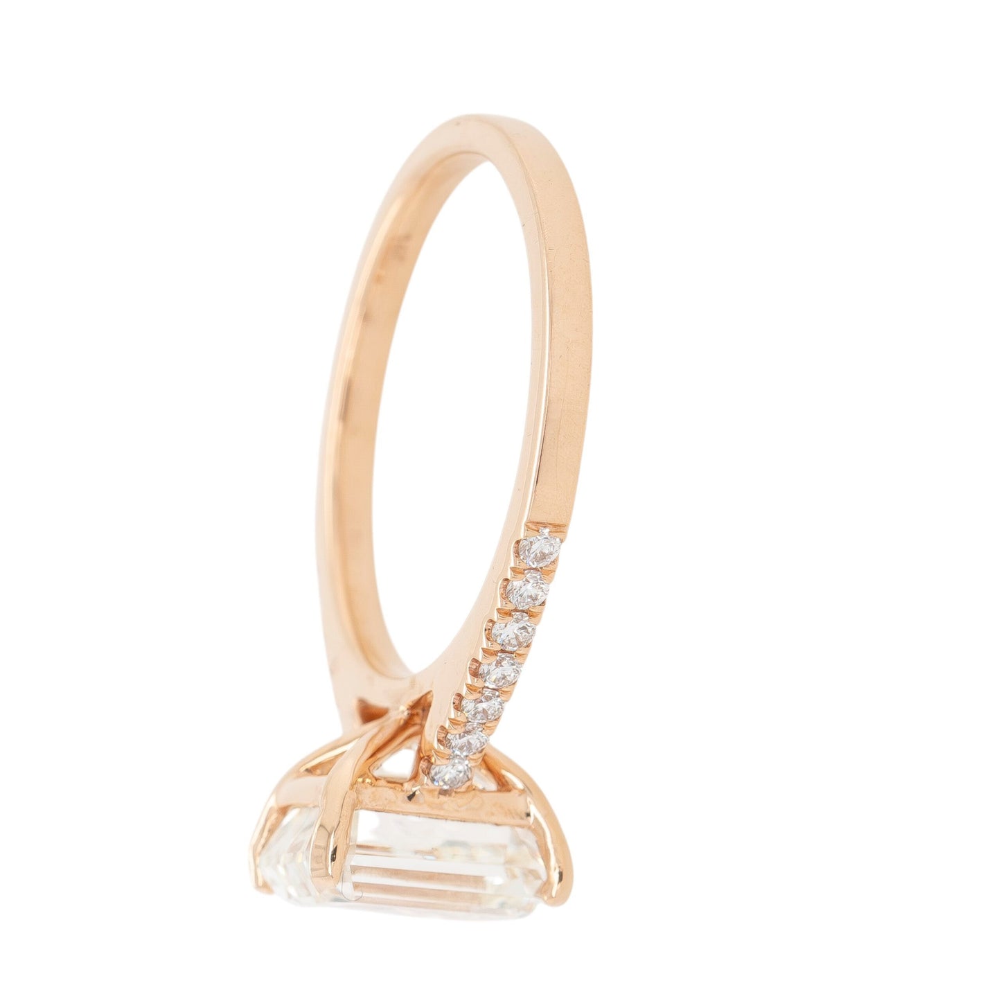14k Rose Gold 3.01ct GIA-Certified Emerald-Cut Diamond Engagement Ring
