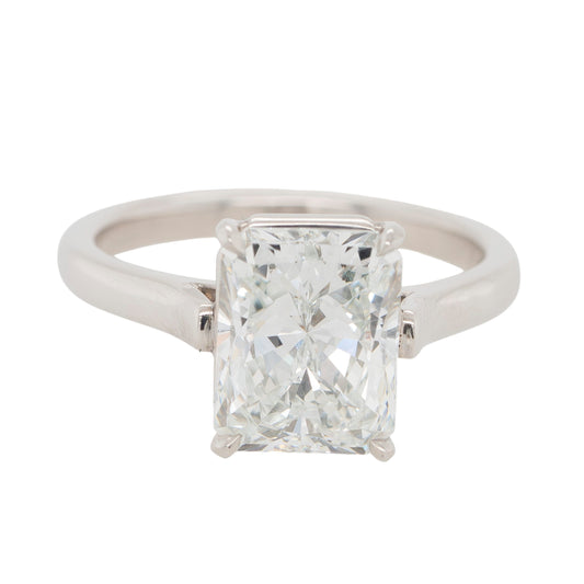 Platinum GIA-Certified 3.20ct Radiant Brilliant-Cut Diamond Engagement Ring