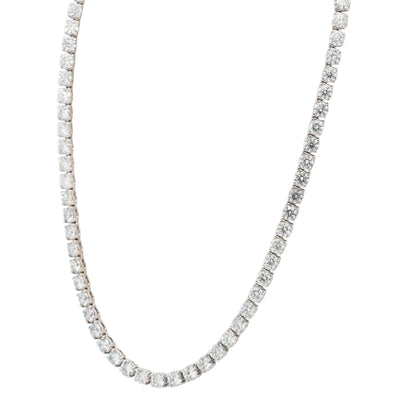 18k White Gold 24.2ctw Natural Diamond Tennis Necklace