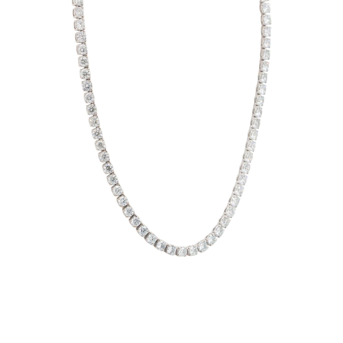 18k White Gold 24.2ctw Natural Diamond Tennis Necklace