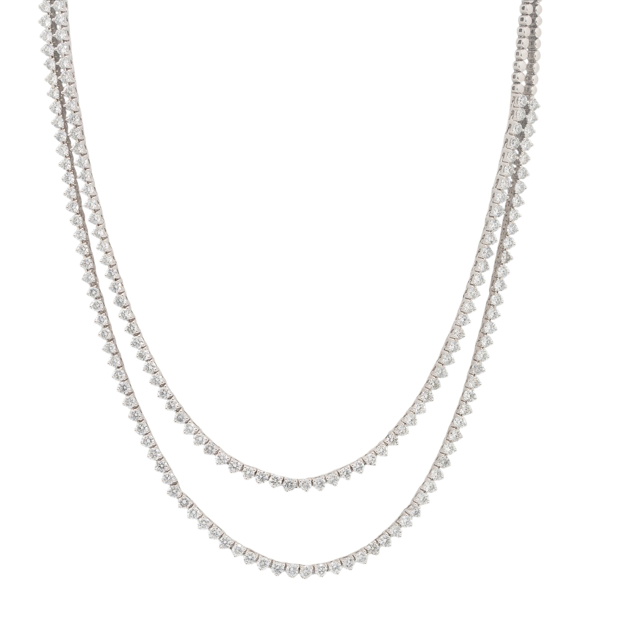 14k White Gold 11.75ctw Two-Part Round Brilliant Diamond Necklace
