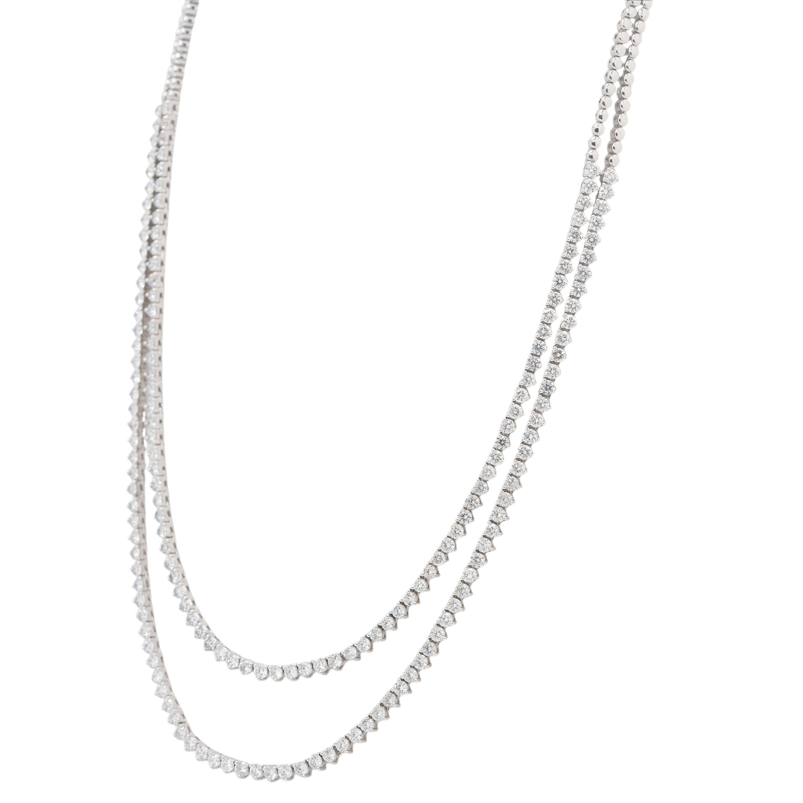 14k White Gold 11.75ctw Two-Part Round Brilliant Diamond Necklace