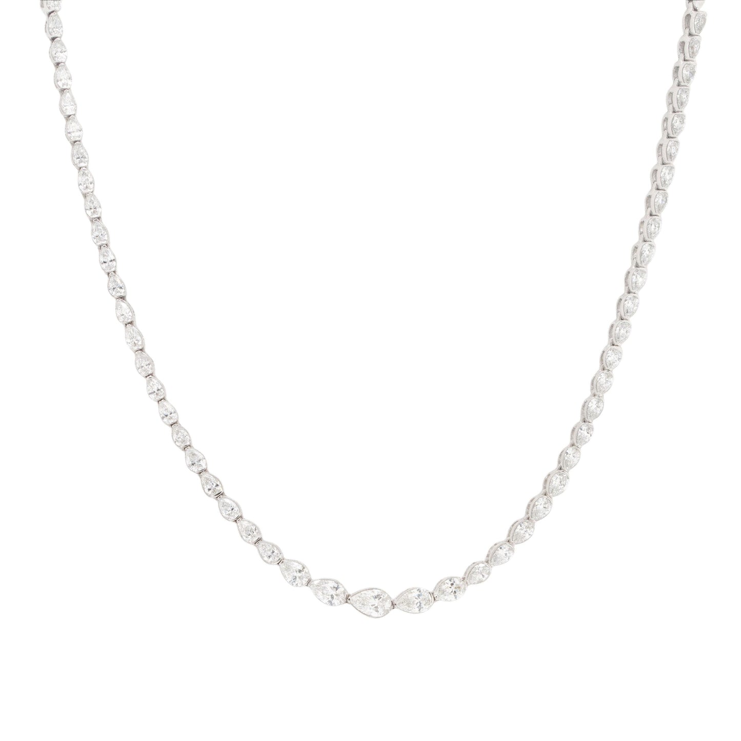 14k White Gold 3.45ctw Graduating Pear Diamond Necklace