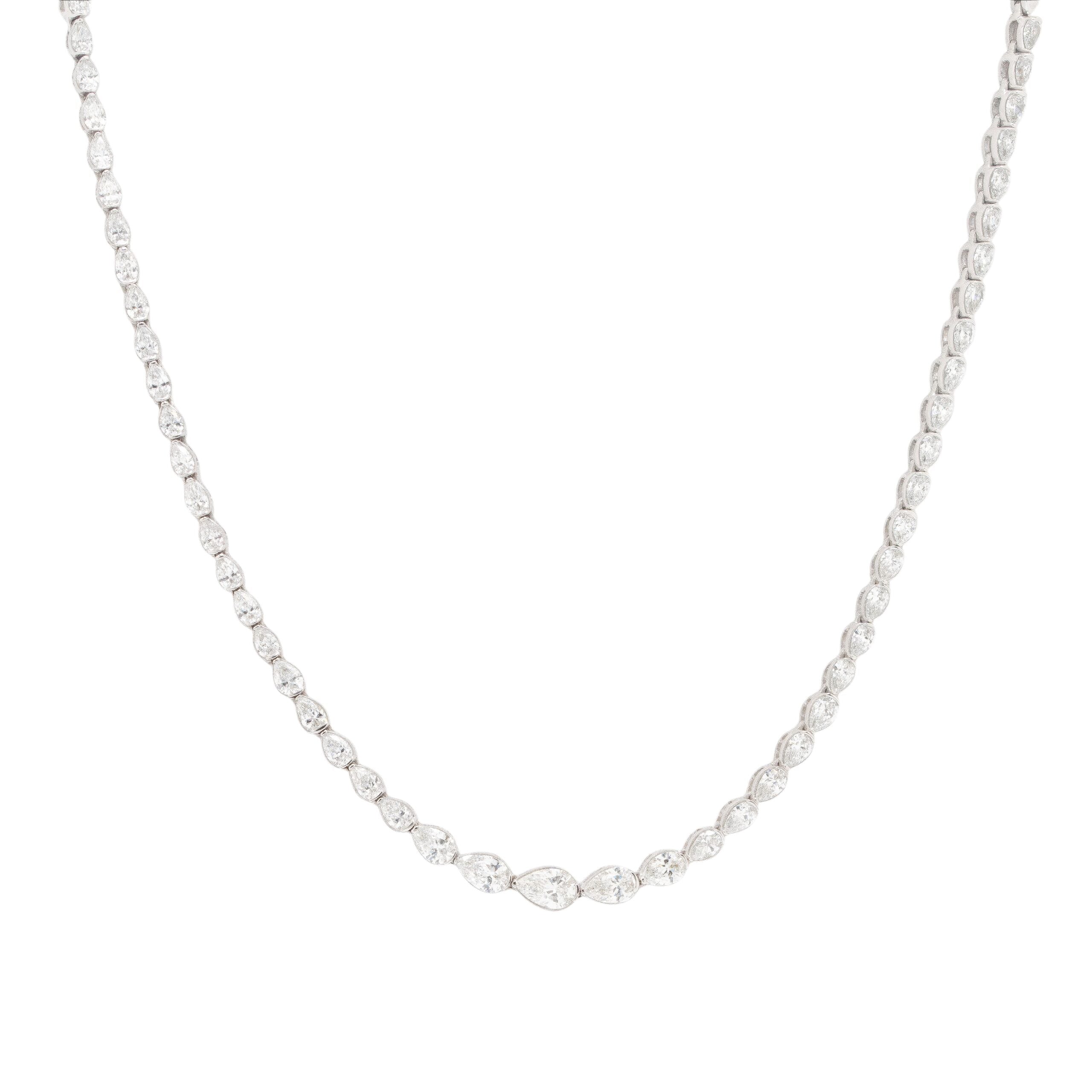 14k White Gold 3.45ctw Graduating Pear Diamond Necklace