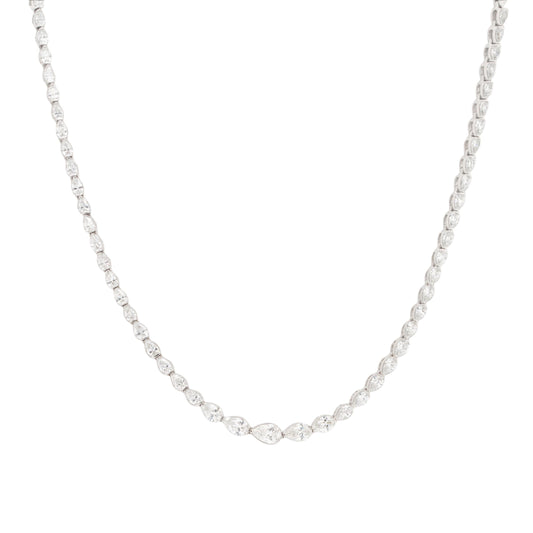14k White Gold 3.45ctw Graduating Pear Diamond Necklace