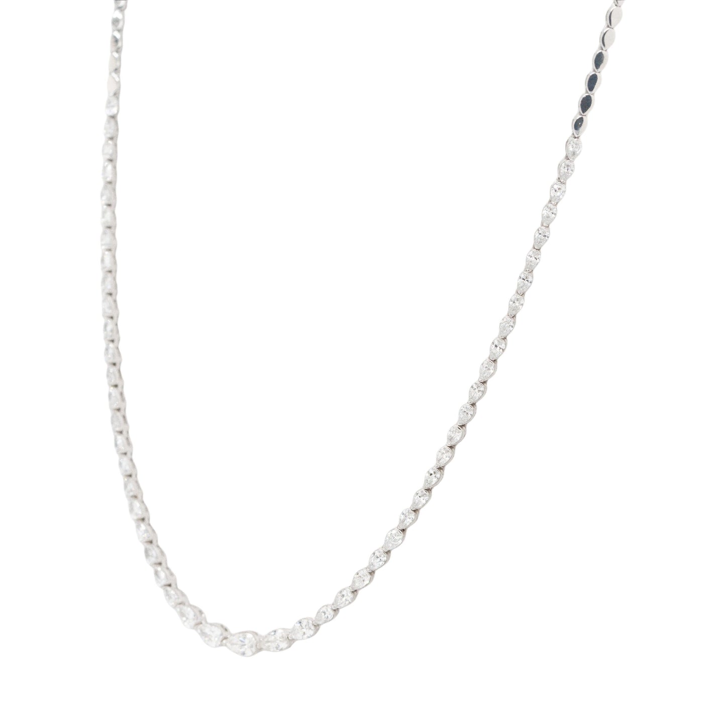 14k White Gold 3.45ctw Graduating Pear Diamond Necklace