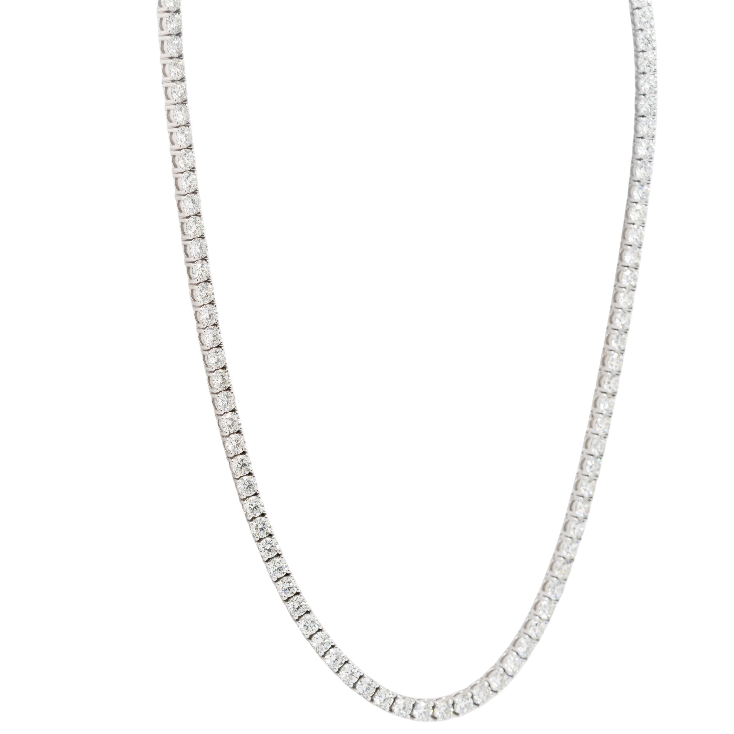 14k White Gold 20.55ctw Natural Diamond Tennis Necklace