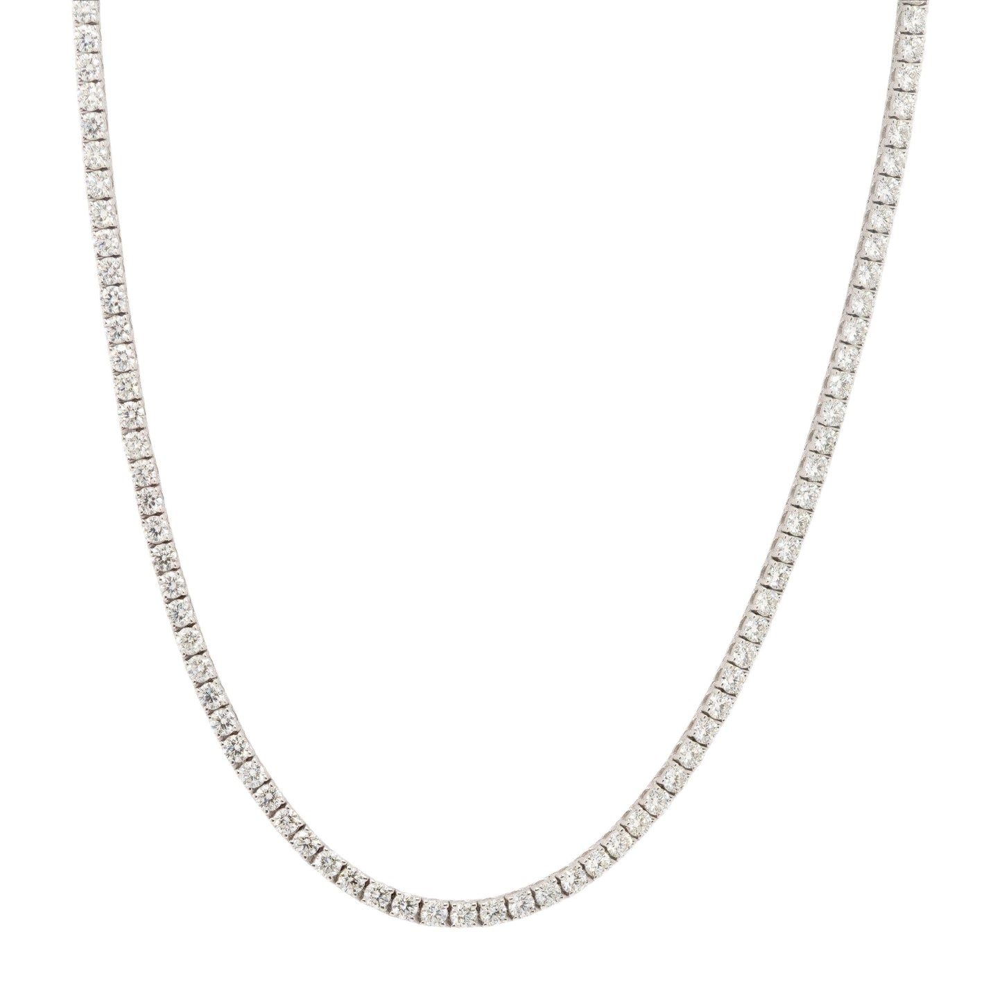 18k White Gold 11.77ctw Natural Diamond Tennis Necklace