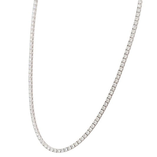 18k White Gold 11.77ctw Natural Diamond Tennis Necklace