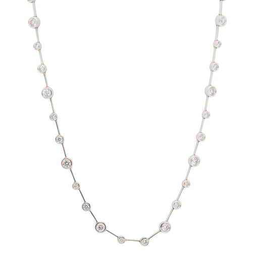 14k White Gold Diamond By-The-Yard Bezel Necklace