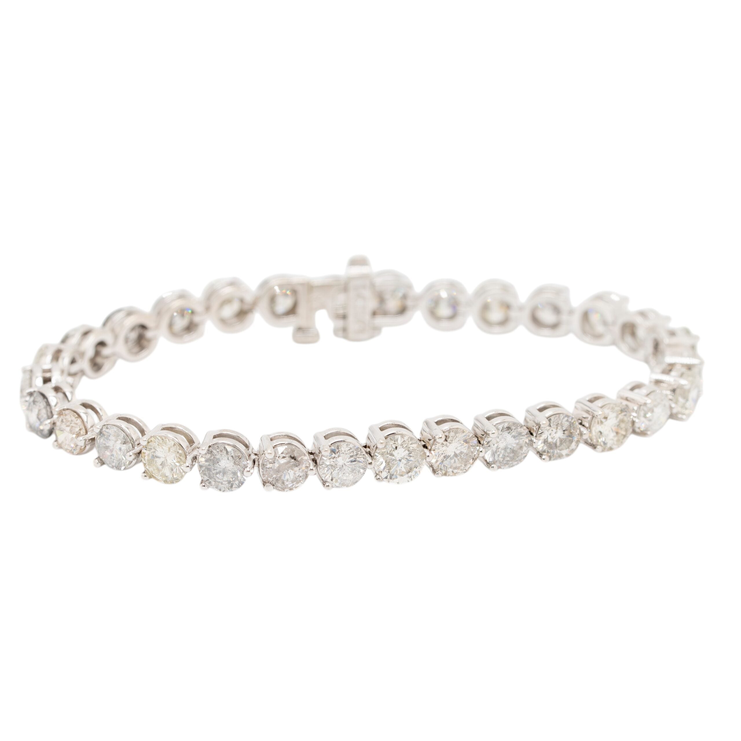 14k White Gold GIA Certified Diamond Tennis Bracelet