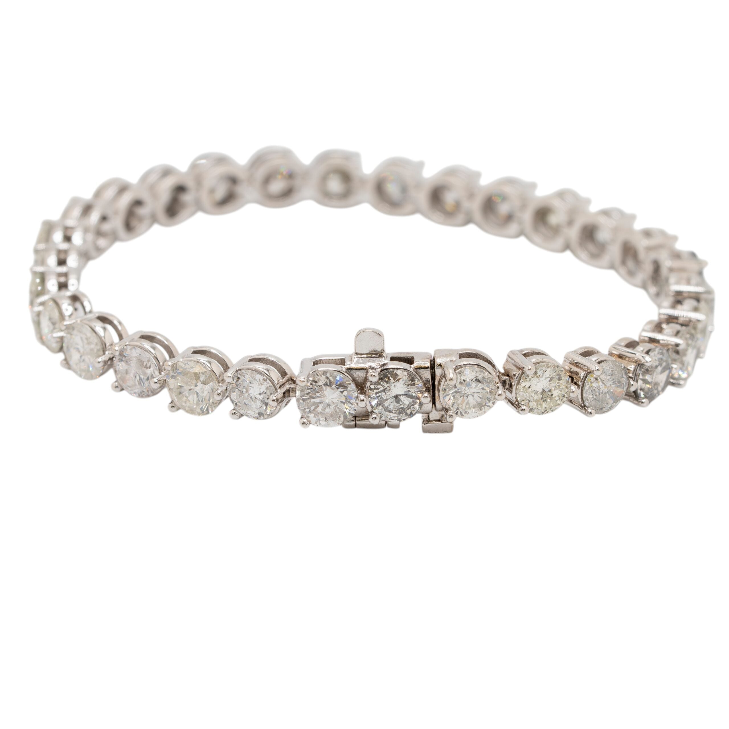 14k White Gold GIA Certified Diamond Tennis Bracelet