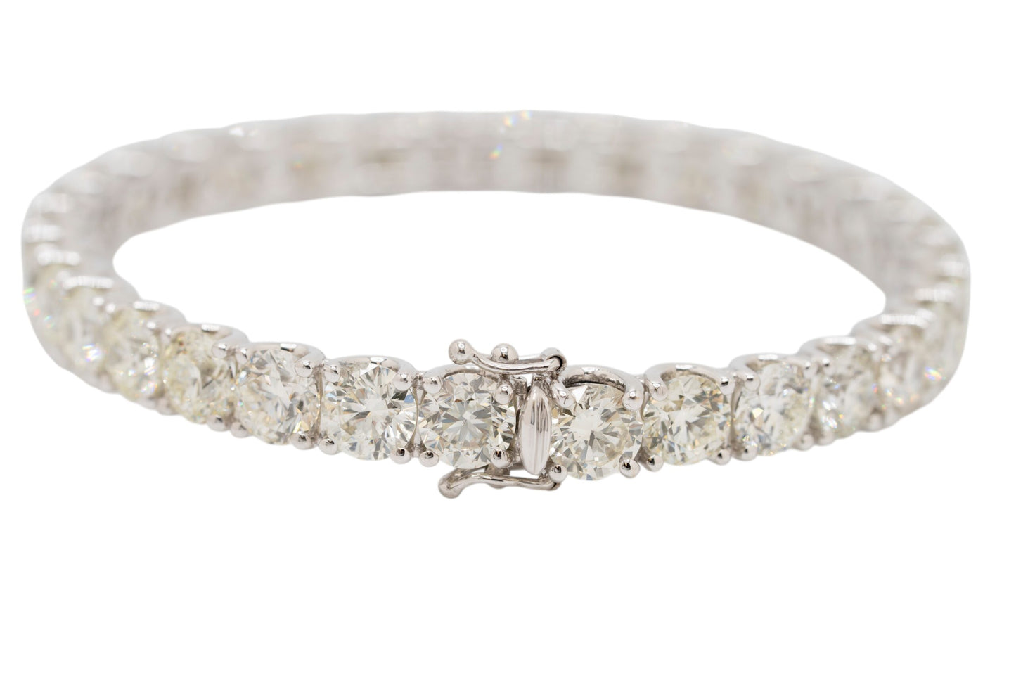 14k White Gold Natural Diamond Tennis Bangle Bracelet