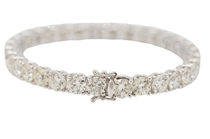 14k White Gold Natural Diamond Tennis Bangle Bracelet