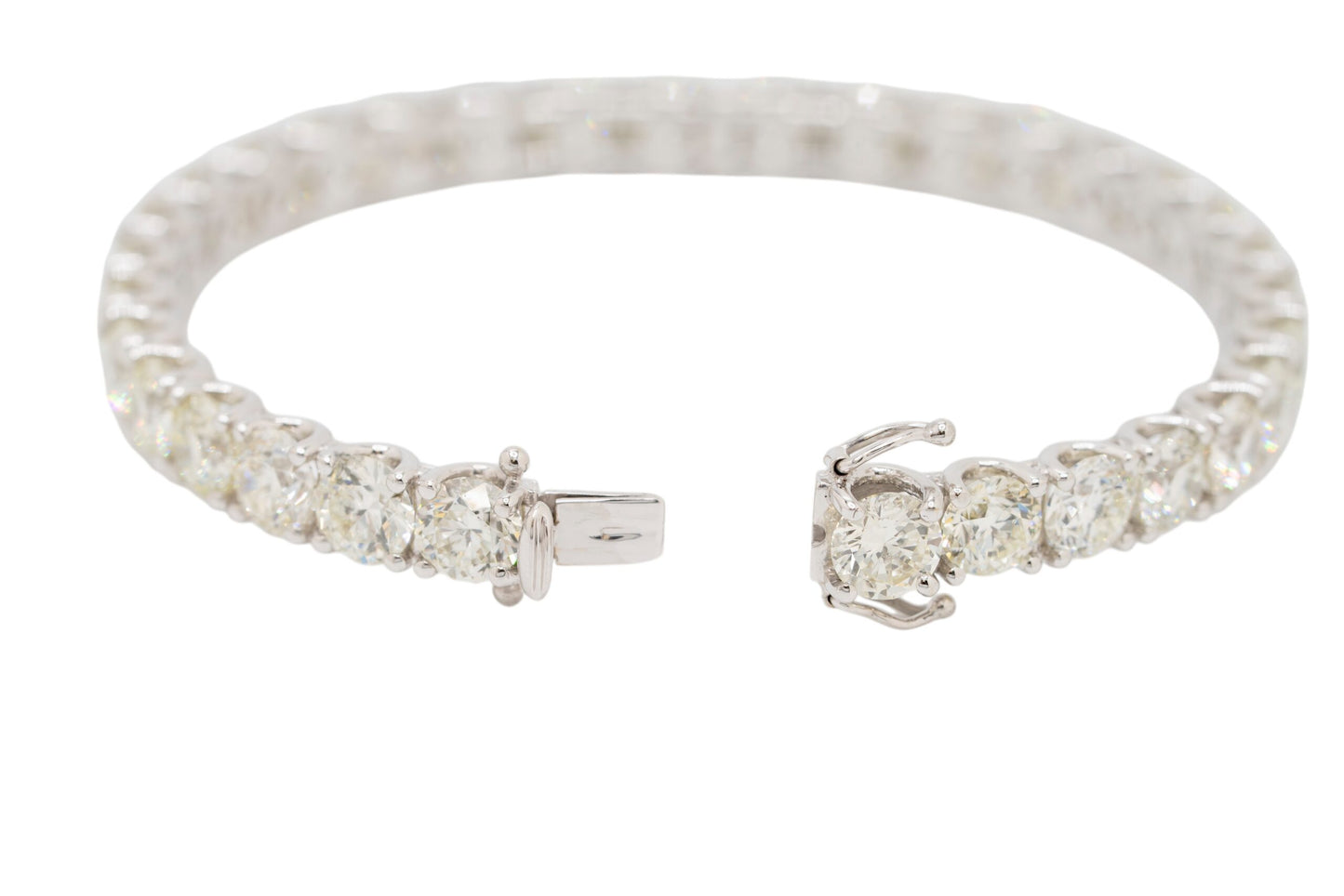 14k White Gold Natural Diamond Tennis Bangle Bracelet