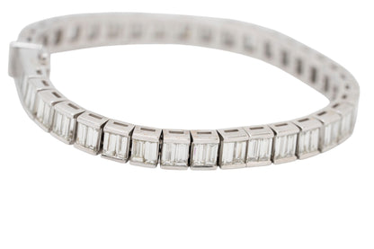 18k White Gold GIA Certified Baguette Diamond Tennis Bracelet