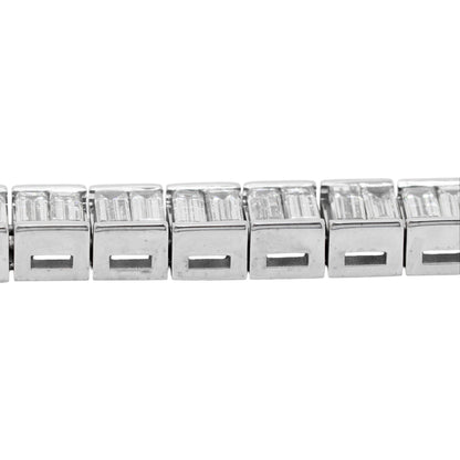 18k White Gold GIA Certified Baguette Diamond Tennis Bracelet