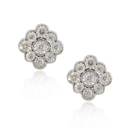 14k White Gold 0.25ctw Round Diamond Floral Stud Earrings