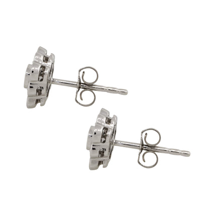 14k White Gold 0.25ctw Round Diamond Floral Stud Earrings
