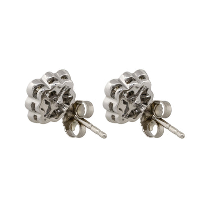 14k White Gold 0.25ctw Round Diamond Floral Stud Earrings