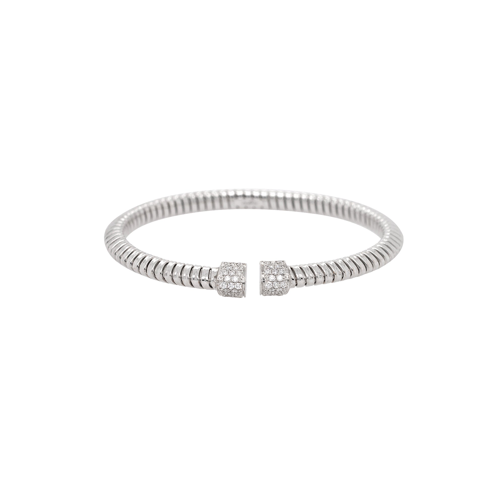 18k White Gold 0.48ctw Natural Round Brilliant Ribbed Diamond Bangle