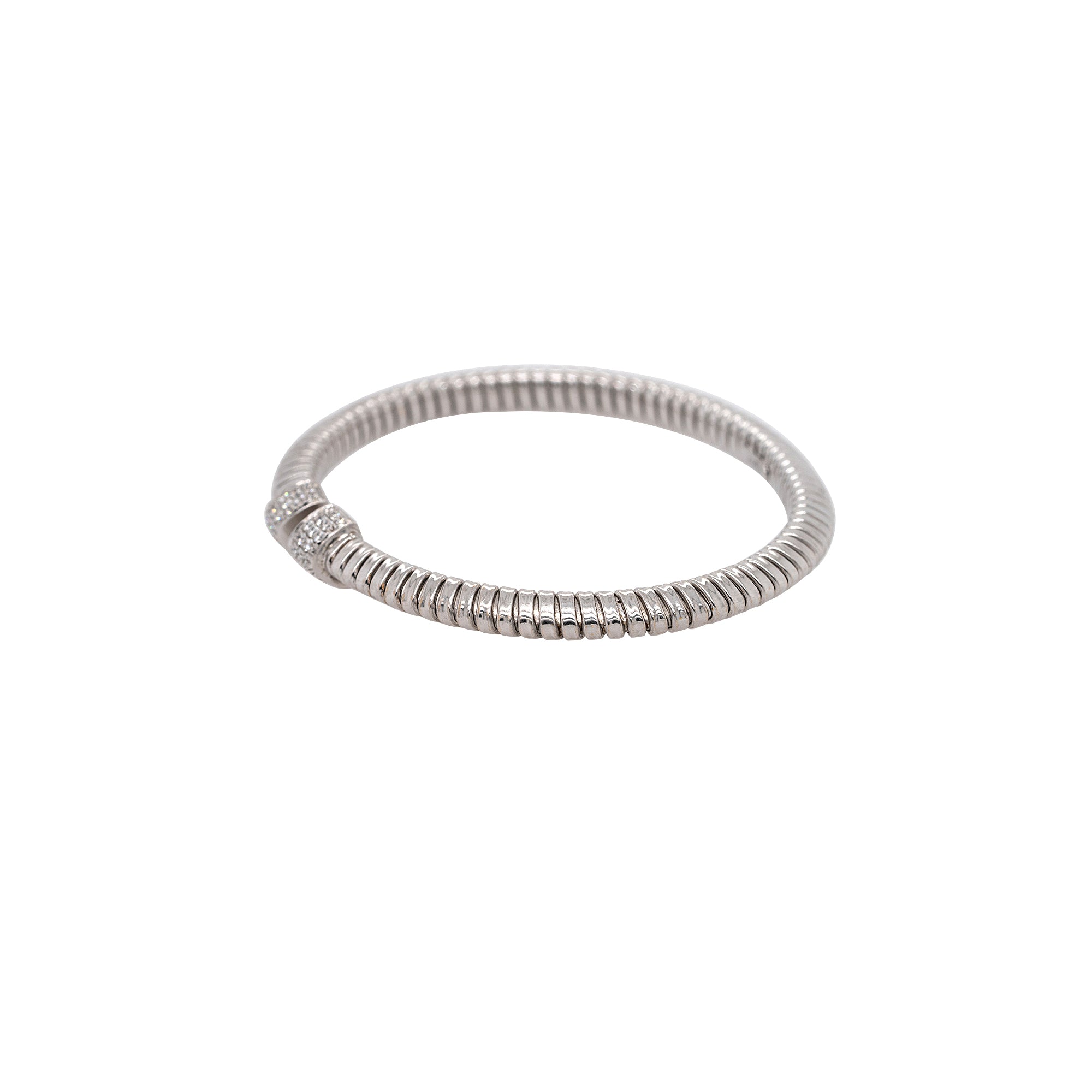 18k White Gold 0.48ctw Natural Round Brilliant Ribbed Diamond Bangle