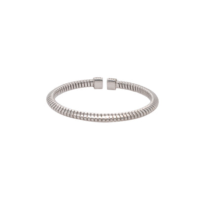 18k White Gold 0.48ctw Natural Round Brilliant Ribbed Diamond Bangle
