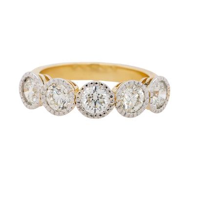 18k Yellow and White Gold Diamond Bezel-Set Band