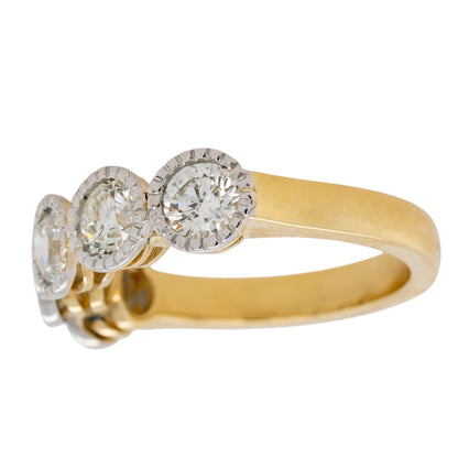 18k Yellow and White Gold Diamond Bezel-Set Band