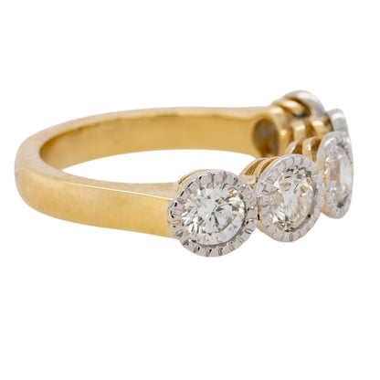 18k Yellow and White Gold Diamond Bezel-Set Band