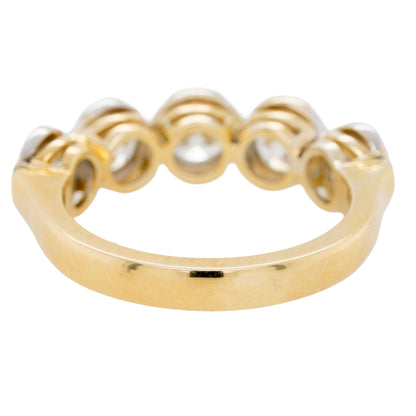 18k Yellow and White Gold Diamond Bezel-Set Band