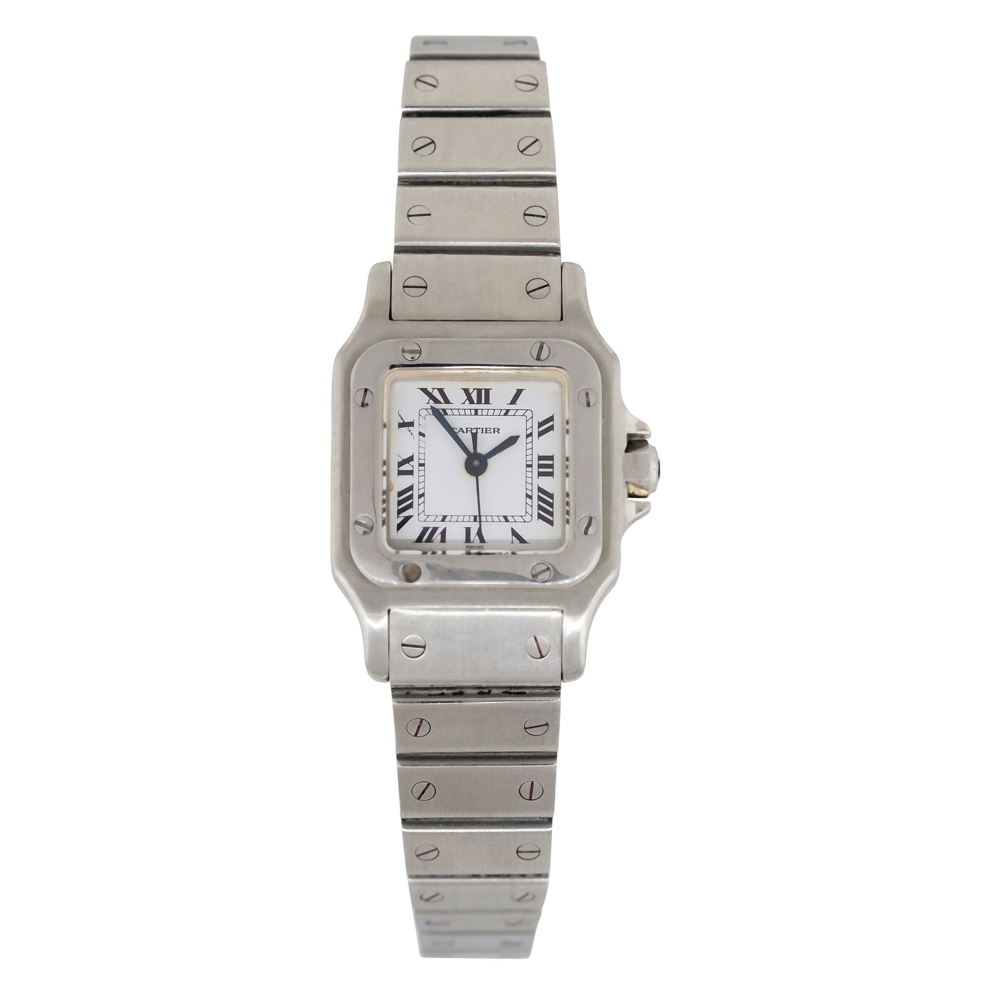 Cartier Santos W20056D6 Stainless Steel 24mm White Dial Ladies Watch