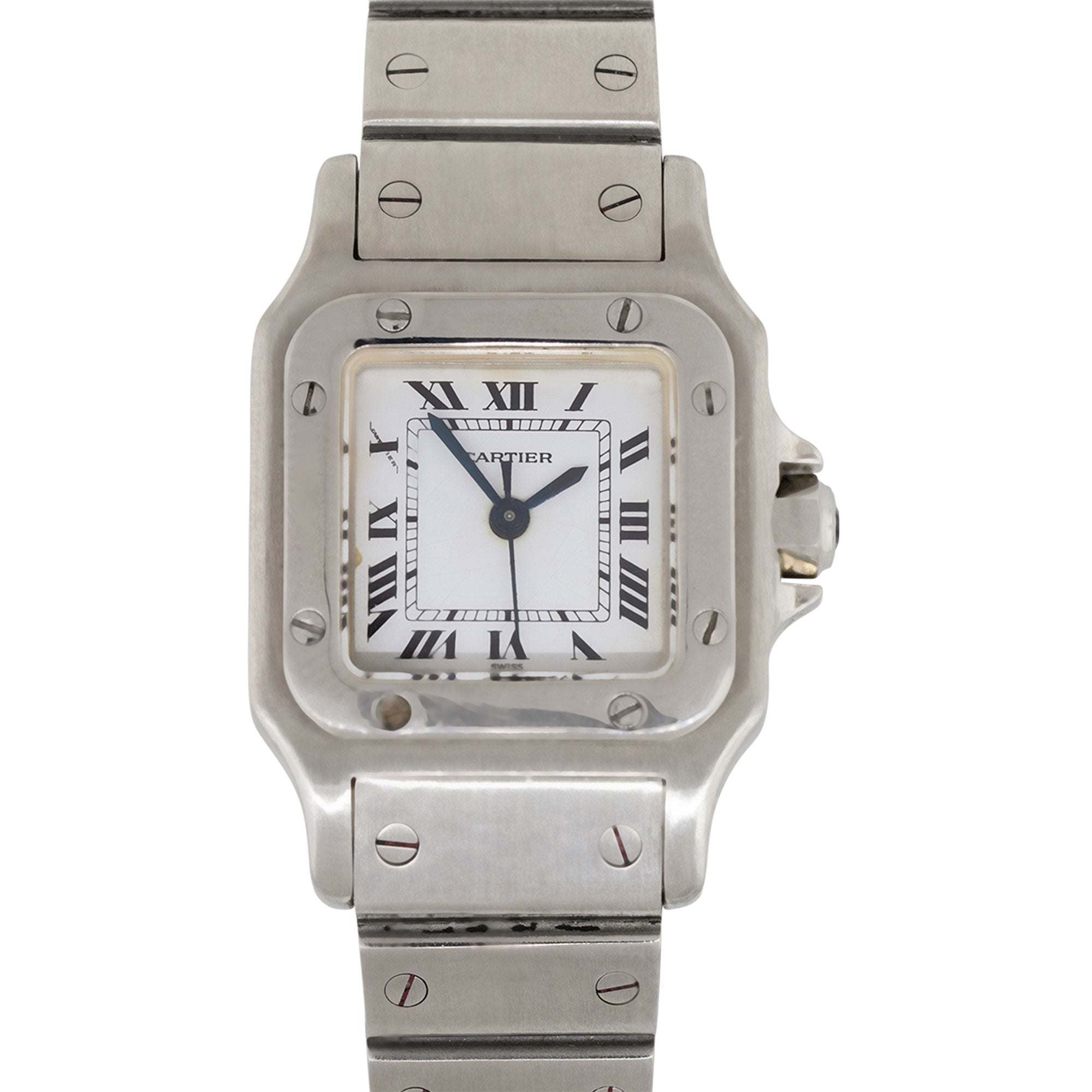 Cartier Santos W20056D6 Stainless Steel 24mm White Dial Ladies Watch