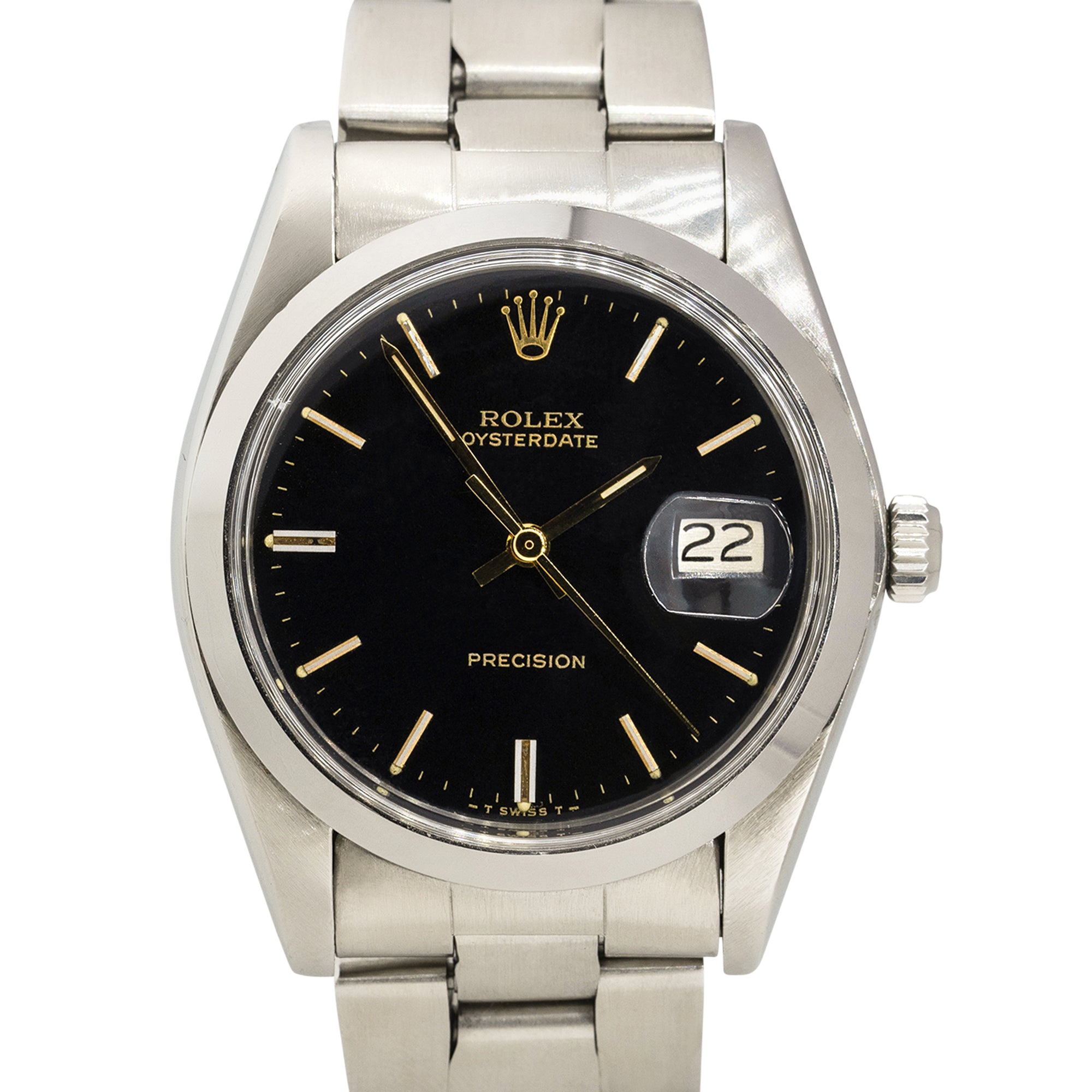 Rolex 6694 Oyster Date Stainless Steel Black Dial 34mm Watch