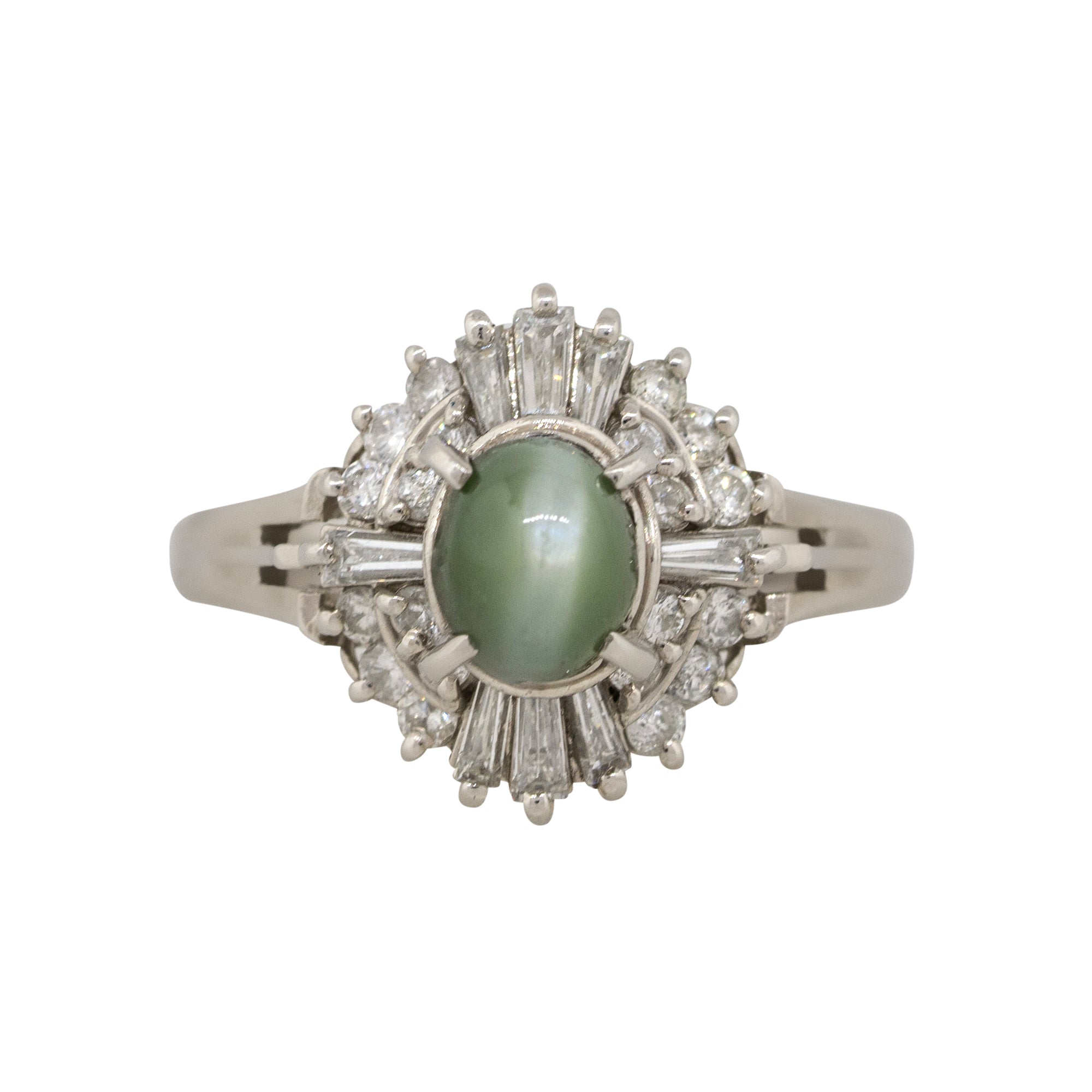 Platinum 1.35ct Cats Eye And Diamond Cocktail Ring