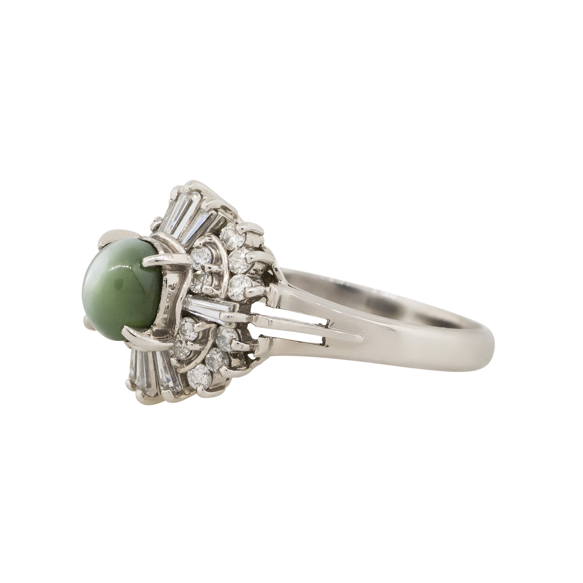 Platinum 1.35ct Cats Eye And Diamond Cocktail Ring
