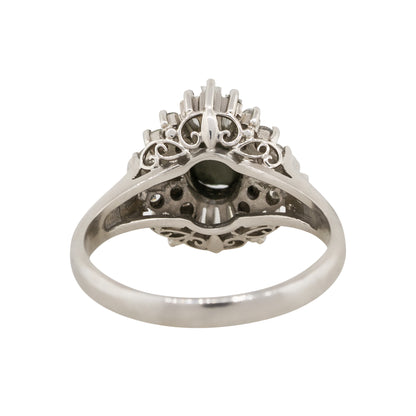 Platinum 1.35ct Cats Eye And Diamond Cocktail Ring