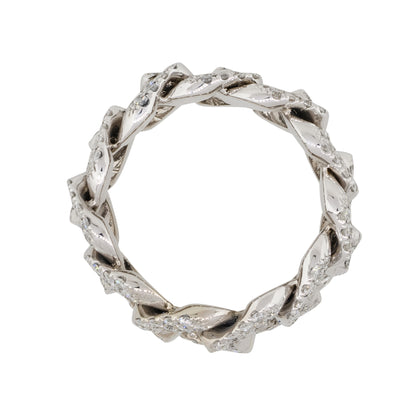 14k White Gold 2.5ctw Round Cut Diamond Pave Cuban Link Ring