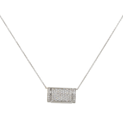 14k White Gold 1ctw Round Cut Pave Diamond Pendant Necklace