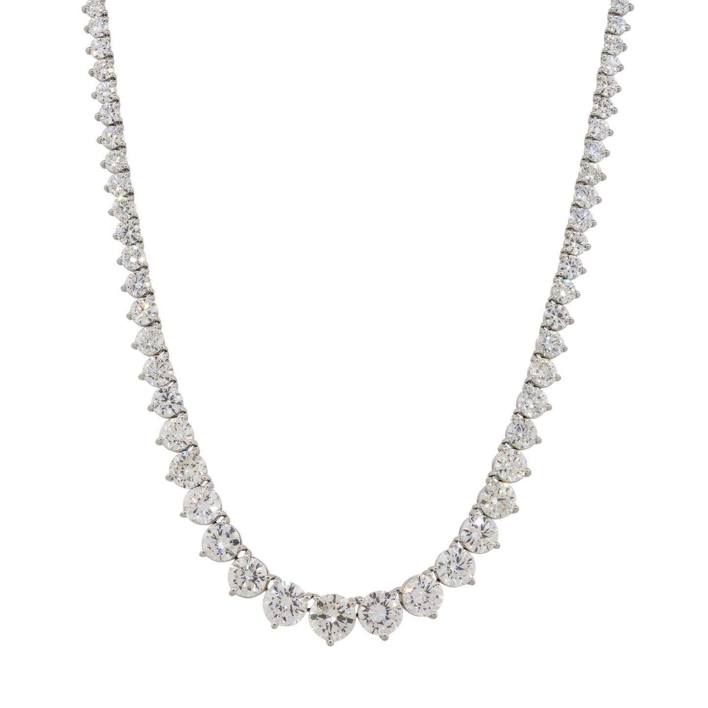 Platinum 32.40ctw Round Graduating Diamond Necklace